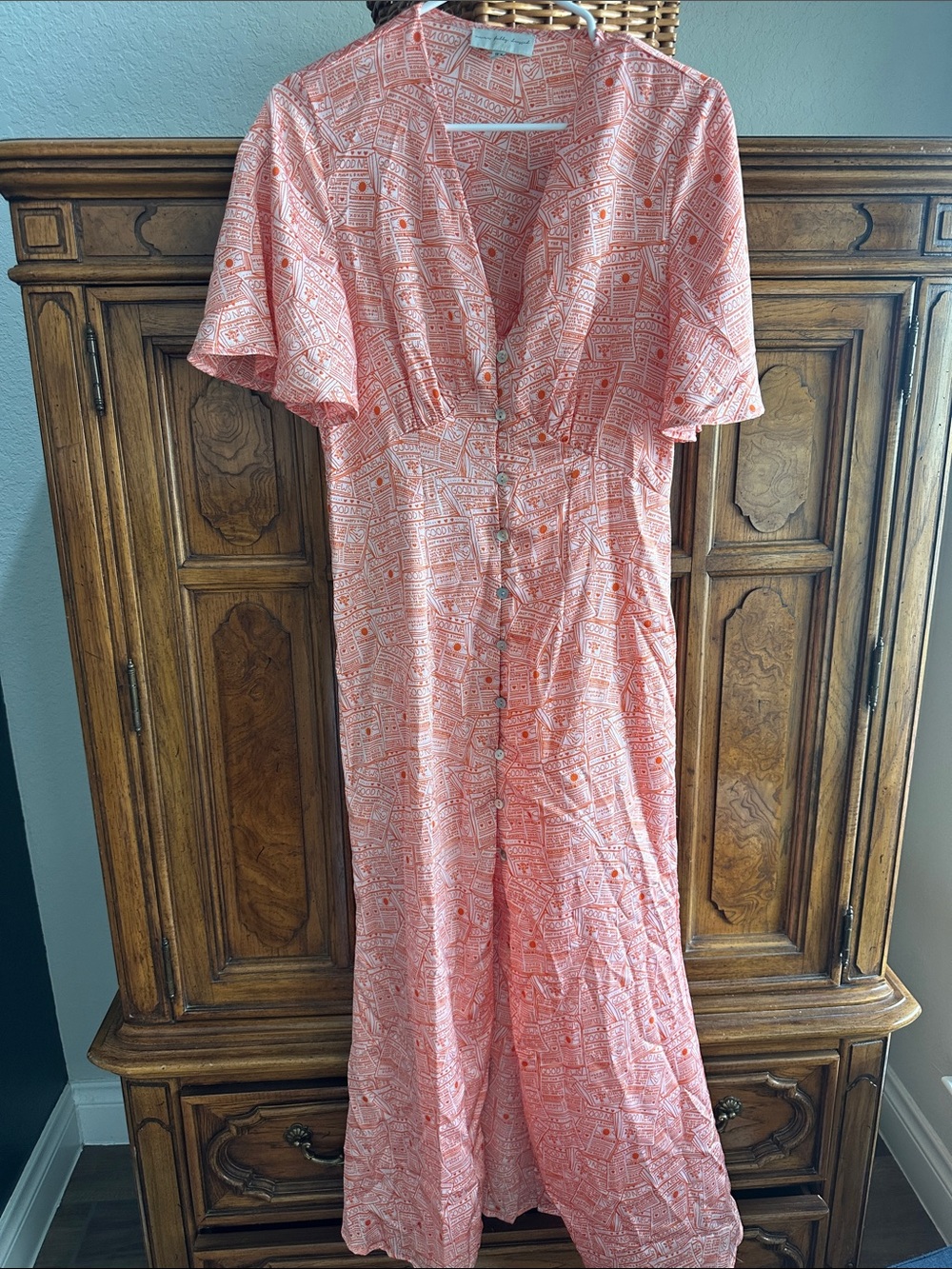 Never Fully Dressed Good News Lindos Satin Button Down Midi Dress Size 10
